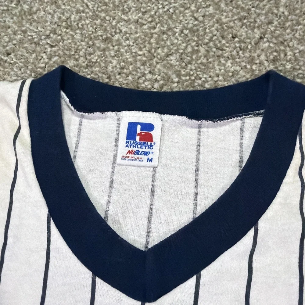 Vintage Yankees Pinstripe Shirt Russell Athletic Medium 90s Classic